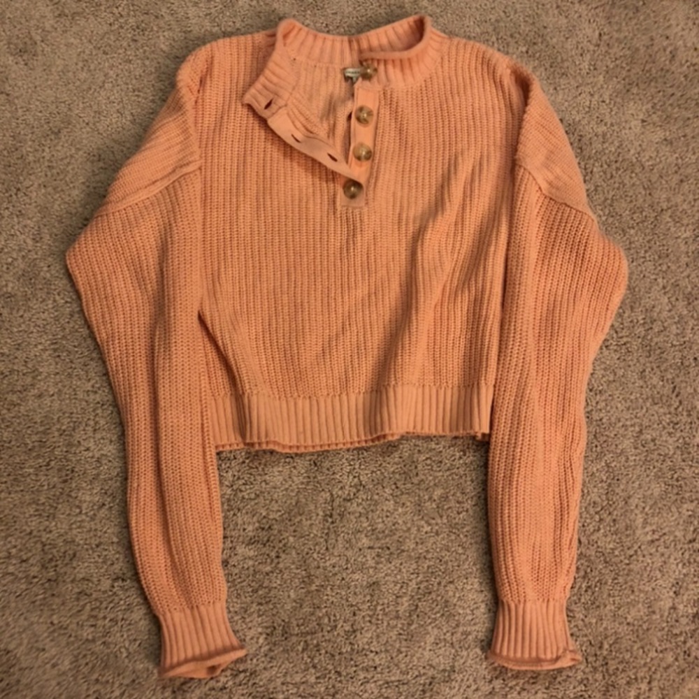 Pink waffle sweater American eagle